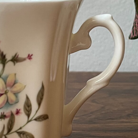 Royal Grafton Fine Bone China 2 Mugs Small Pink Flowers 7 oz England - Picture 7 of 11